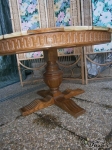 Rustikální konferenční kulatý stolek.kamenná deska 